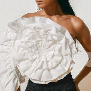 Mara Hoffman Minerva Rosette 3D Off the Shoulder Crop